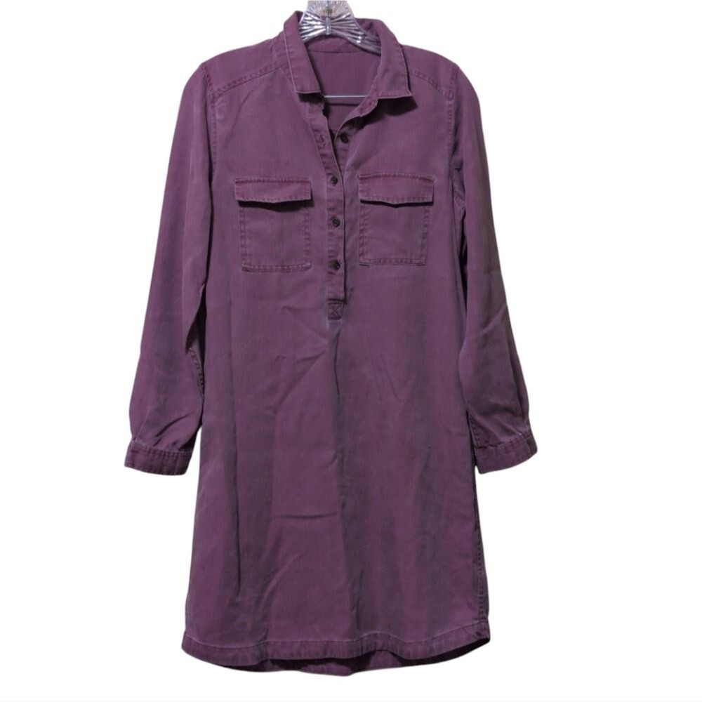Unbranded 100% tencel Women's Purple Long Sleeve Collared Shirt dress Size Small